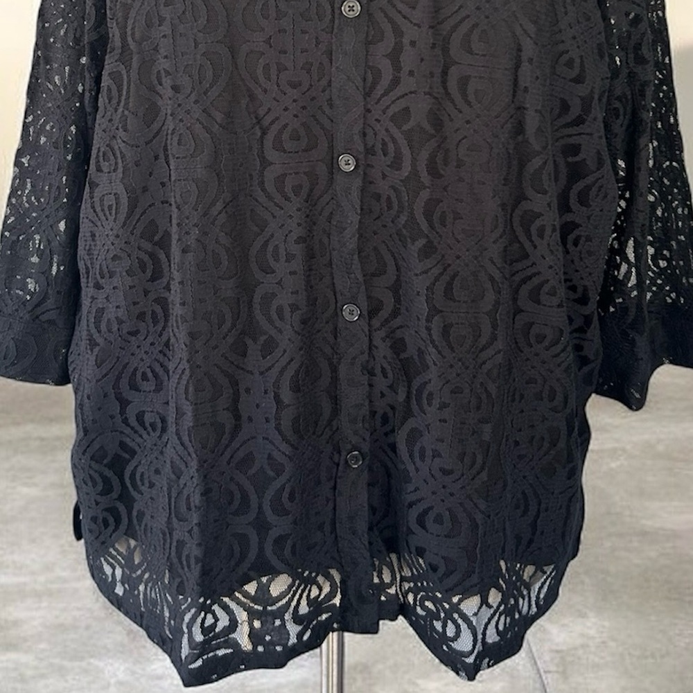 NEW!Blair 2-Piece Black Lace Button-Down Half Sleeve Top Size 3XL - Picture 6 of 9